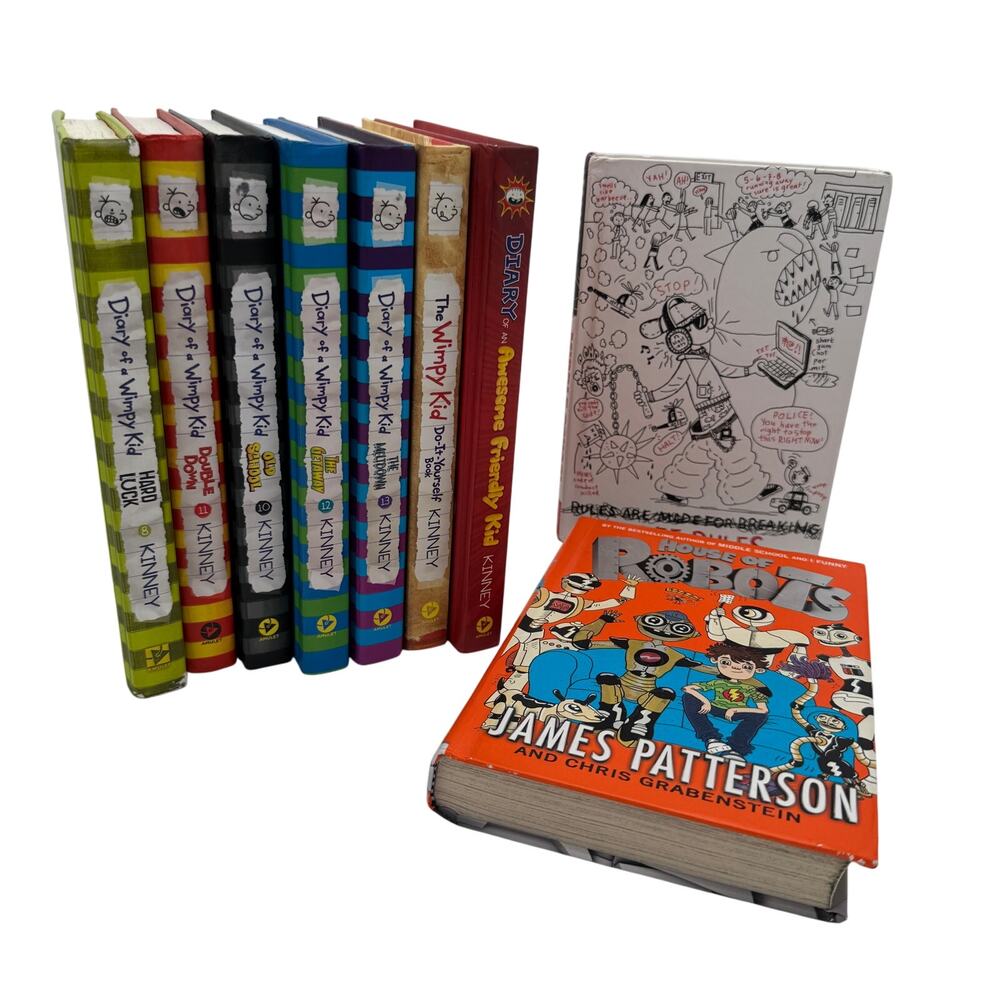 Set of 9 Diary of a Wimpy Kid House of Robots, Middle School The Worst Years
